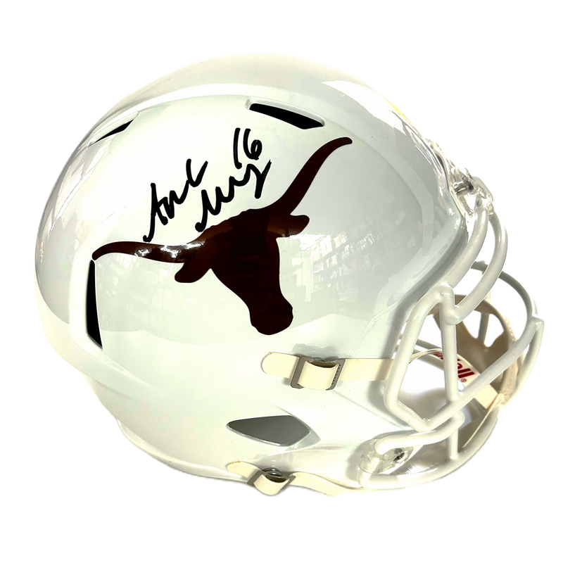 Arch Manning Autographed University of Texas Full-Size White Speed Replica Helmet-1