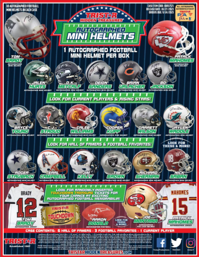 2023 TriStar Hidden Treasures Autographed Football Mini Helmet Hobby Box-1