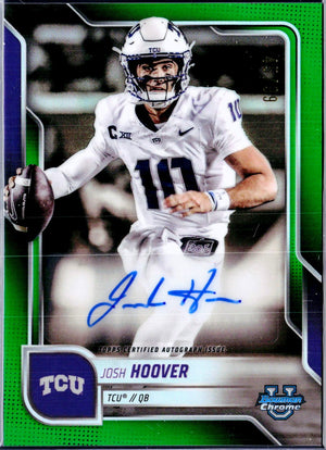Josh Hoover RC 2025 Bowman University Chrome Green Rookie Auto SP 45/99