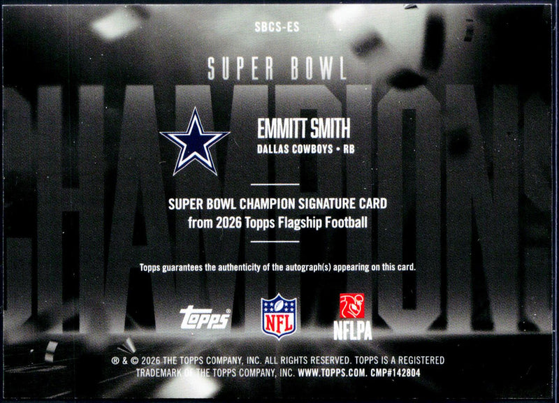 Emmitt Smith 2026 Topps Super Bowl Champions On Card Auto-2