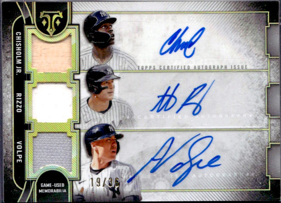 Product Chisholm Jr Rizzo Volpe 2024 Topps Triple Threads Bat Piece Patch Auto SP 19/36 Link