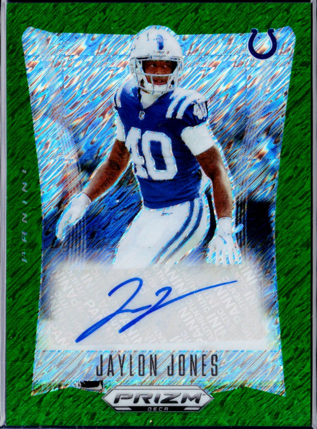 Jaylon Jones 2024 Panini Prizm Deca Green Shimmer FOTL Auto SP 9/25