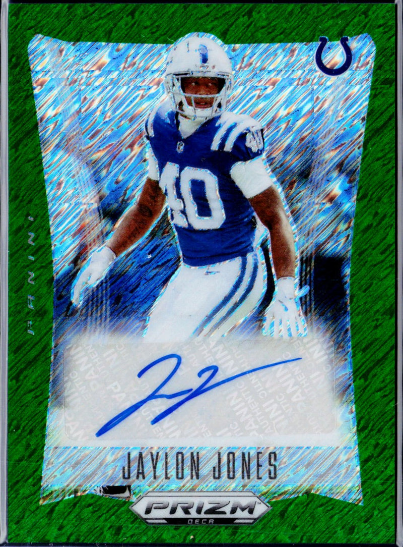 Jaylon Jones 2024 Panini Prizm Deca Green Shimmer FOTL Auto SP 9/25-1
