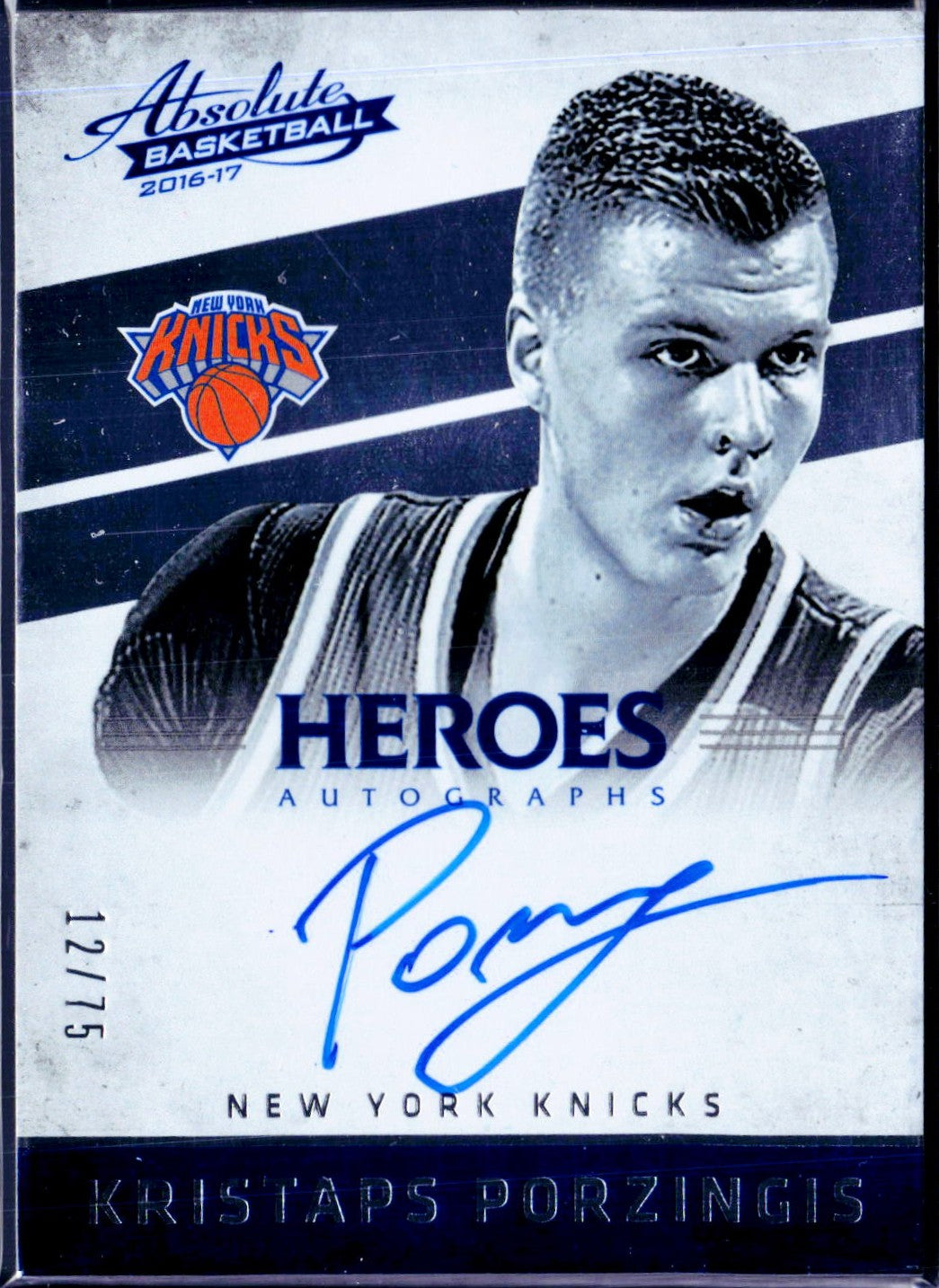Kristaps Porzingis 2016-17 Panini Absolute Heroes Auto SP 12/75