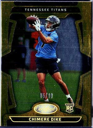 Chimere Dike RC 2025 Panini Certified Gold Mirror Rookie SP 5/10