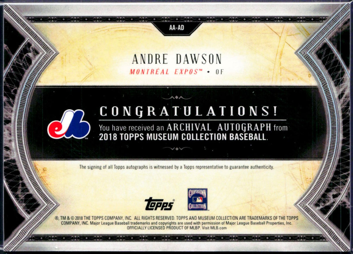 Andre Dawson 2018 Topps Museum Collection Archival Auto SP 272/299-2