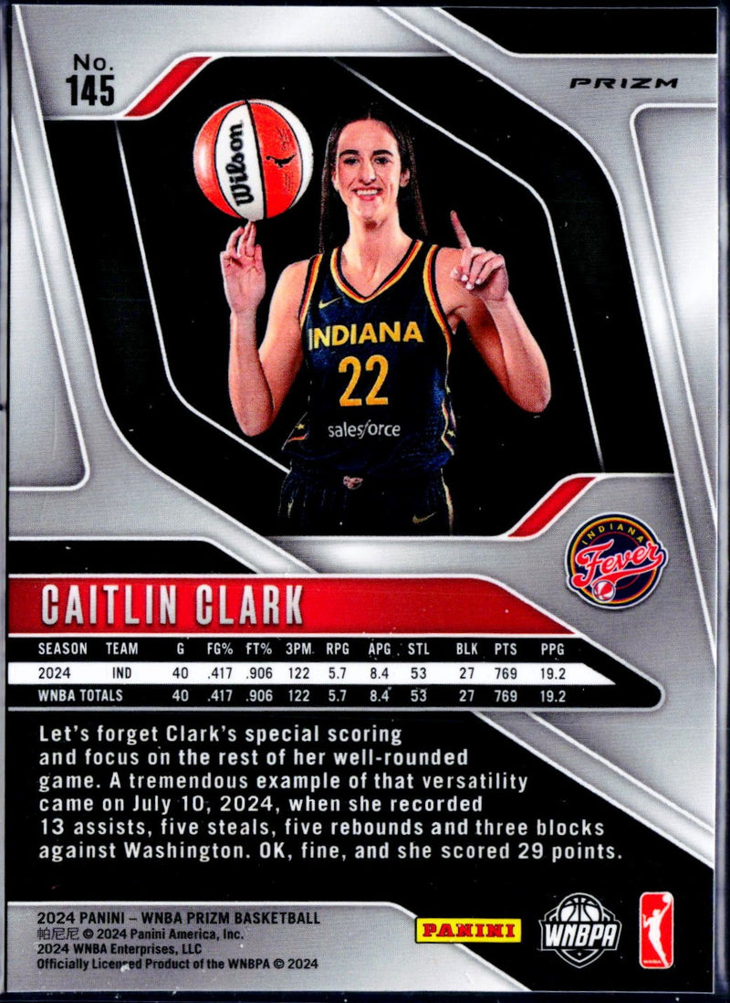 Caitlin Clark RC 2024 Panini Prizm WNBA Cracked Ice Rookie #145-2