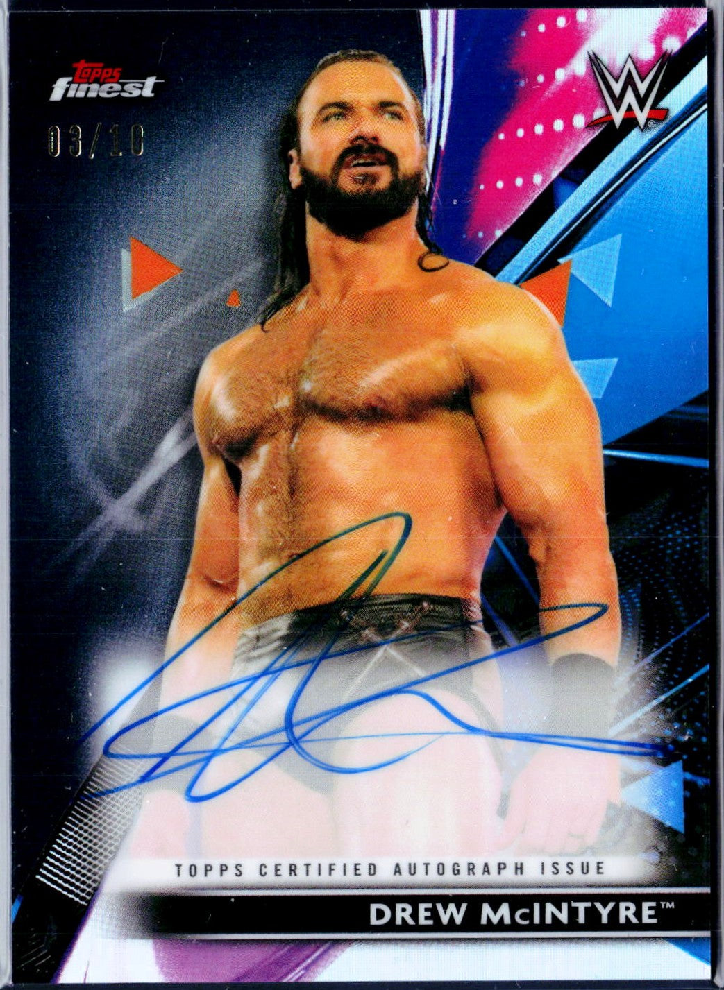 Drew Mcintyre 2021 Topps Finest WWE Black Refractor Auto SP 3/10-1