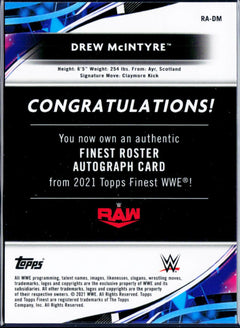 Drew Mcintyre 2021 Topps Finest WWE Black Refractor Auto SP 3/10-2
