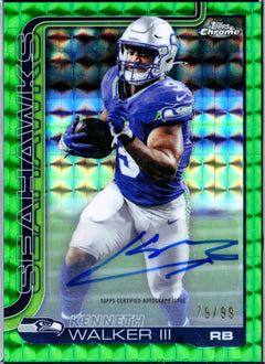 Kenneth Walker III 2025 Topps Chrome Green Geometric Auto SP 79/99-1