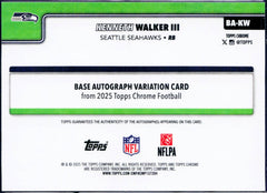 Kenneth Walker III 2025 Topps Chrome Green Geometric Auto SP 79/99-2