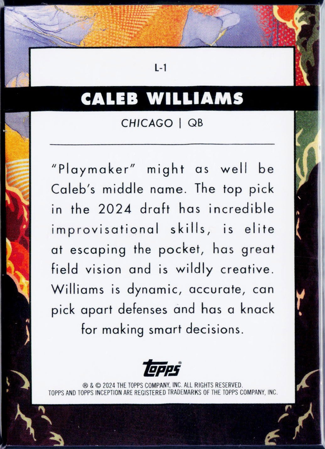 Caleb Williams RC 2024 Topps Inception Launch Rookie SSP-2