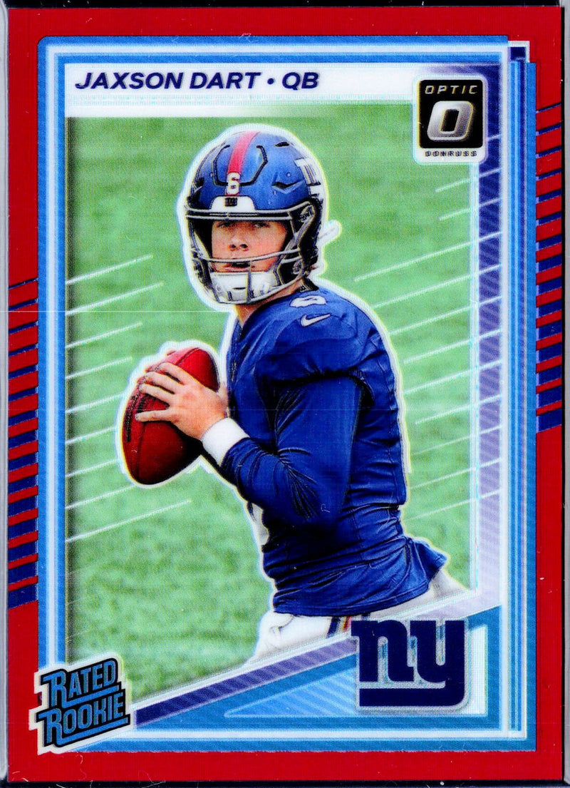 Jaxson Dart RC 2025 Donruss Optic Red Rated Rookie SP 116/149-1