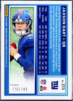 Jaxson Dart RC 2025 Donruss Optic Red Rated Rookie SP 116/149-2