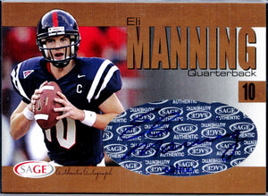 Eli Manning RC 2004 Sage Gold Rookie Auto SP 62/100