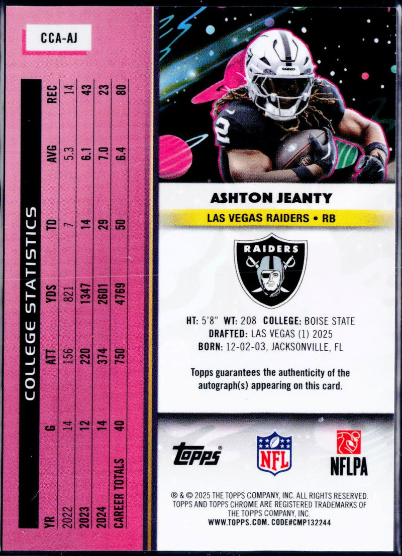 Ashton Jeanty RC 2025 Topps Cosmic Chrome Green Space Dust Rookie Auto SP 53/75-2