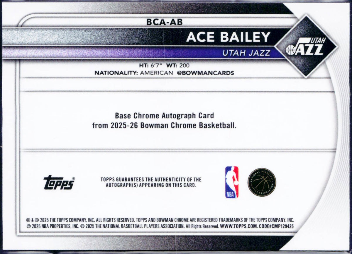 Ace Bailey RC 2025-26 Bowman Chrome Sapphire Rookie Auto-2