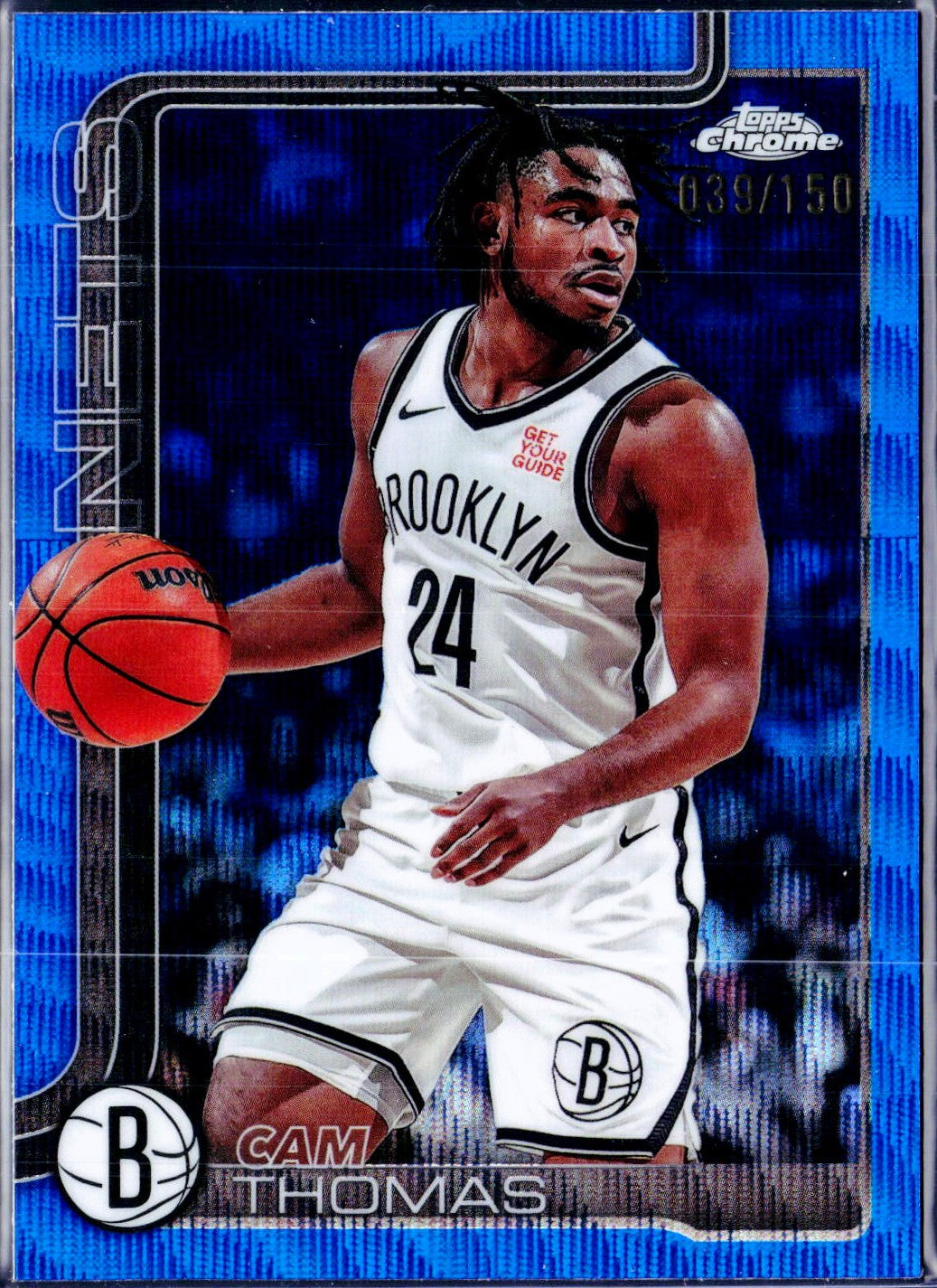 Cam Thomas 2025-26 Topps Chrome Blue Wave Refractor SP 39/150-1