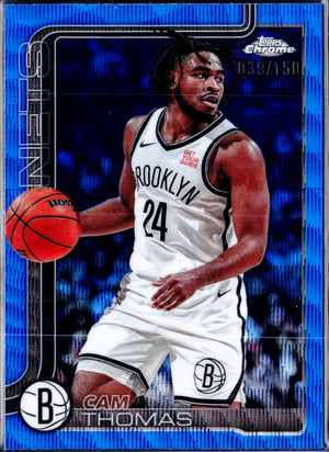 Cam Thomas 2025-26 Topps Chrome Blue Wave Refractor SP 39/150