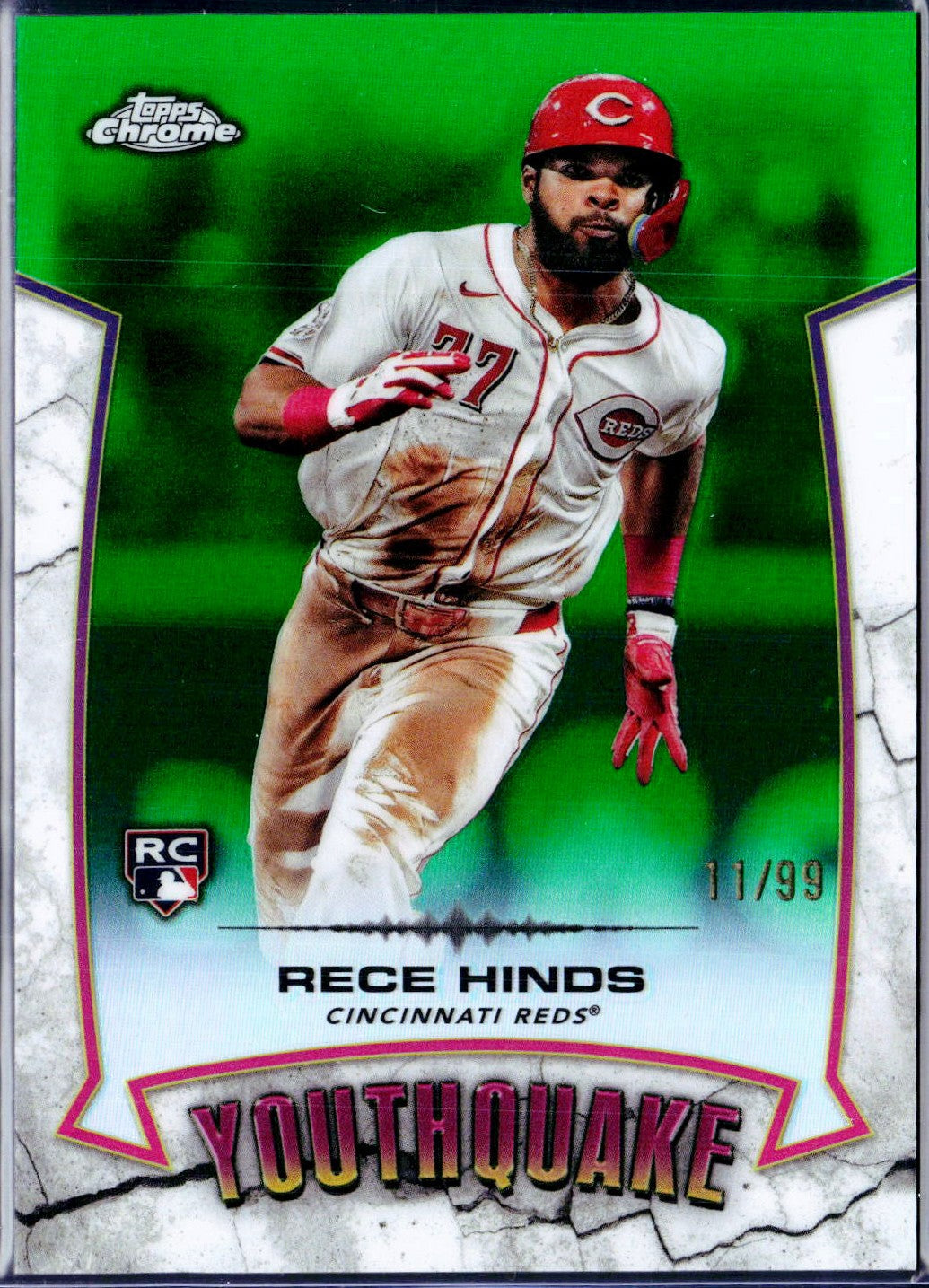 Rece Hinds RC 2025 Topps Chrome Green Refractor Youthquake Rookie SP 11/99
