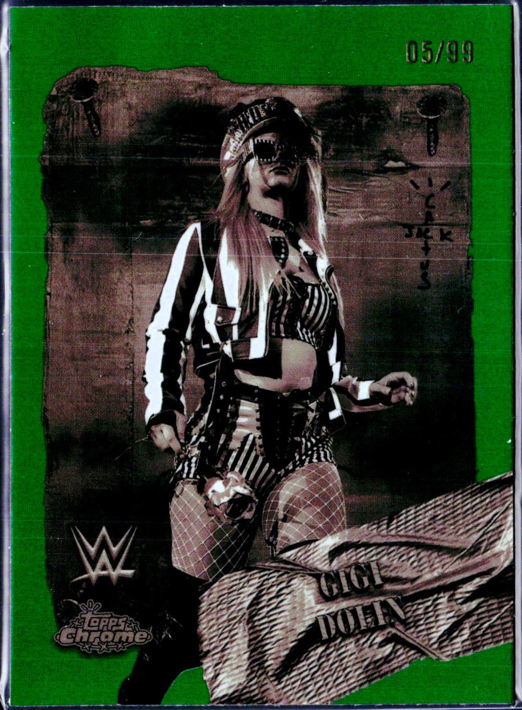 Gigi Dolin 2025 Topps Chrome Cactus Jack WWE Green Rodeo Rebels SP 5/99-1
