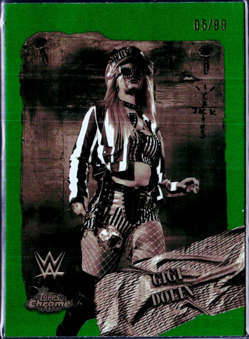 Gigi Dolin 2025 Topps Chrome Cactus Jack WWE Green Rodeo Rebels SP 5/99-1