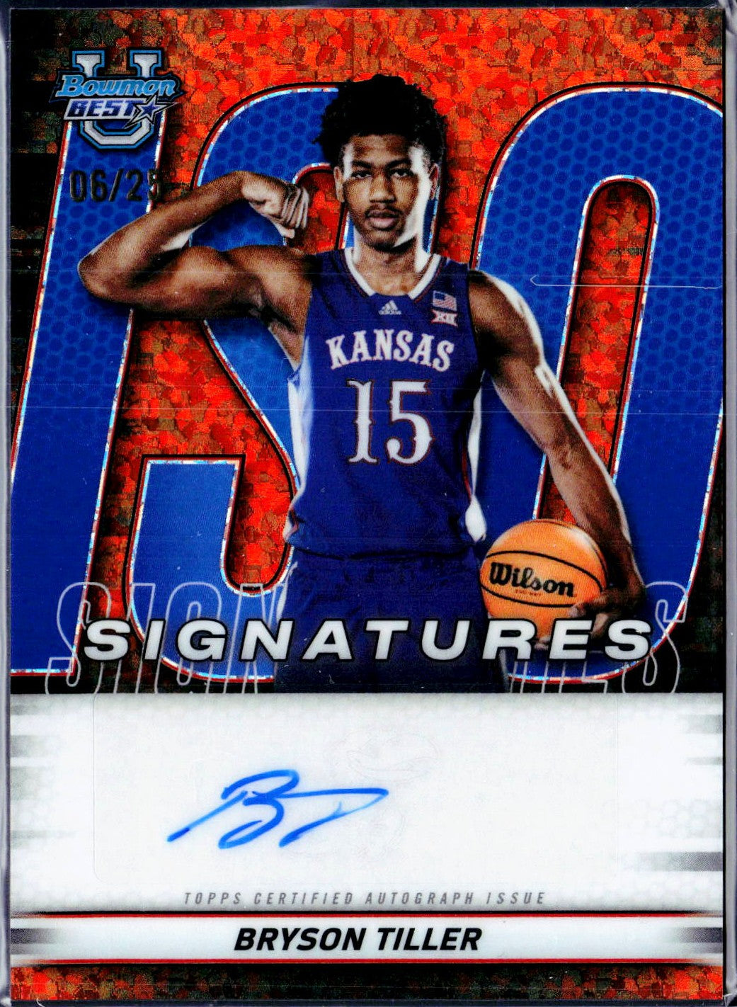 Bryson Tiller RC 2025 Bowman U Best Orange Mini Diamond Iso Rookie Auto SP 6/25