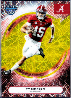 Ty Simpson RC 2025 Bowman U Best Yellow Lazer Rookie SP 212/250-1