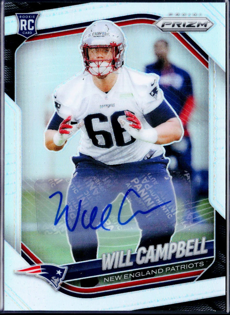 Will Campbell RC 2025 Panini Prizm Silver Rookie Auto #312-1