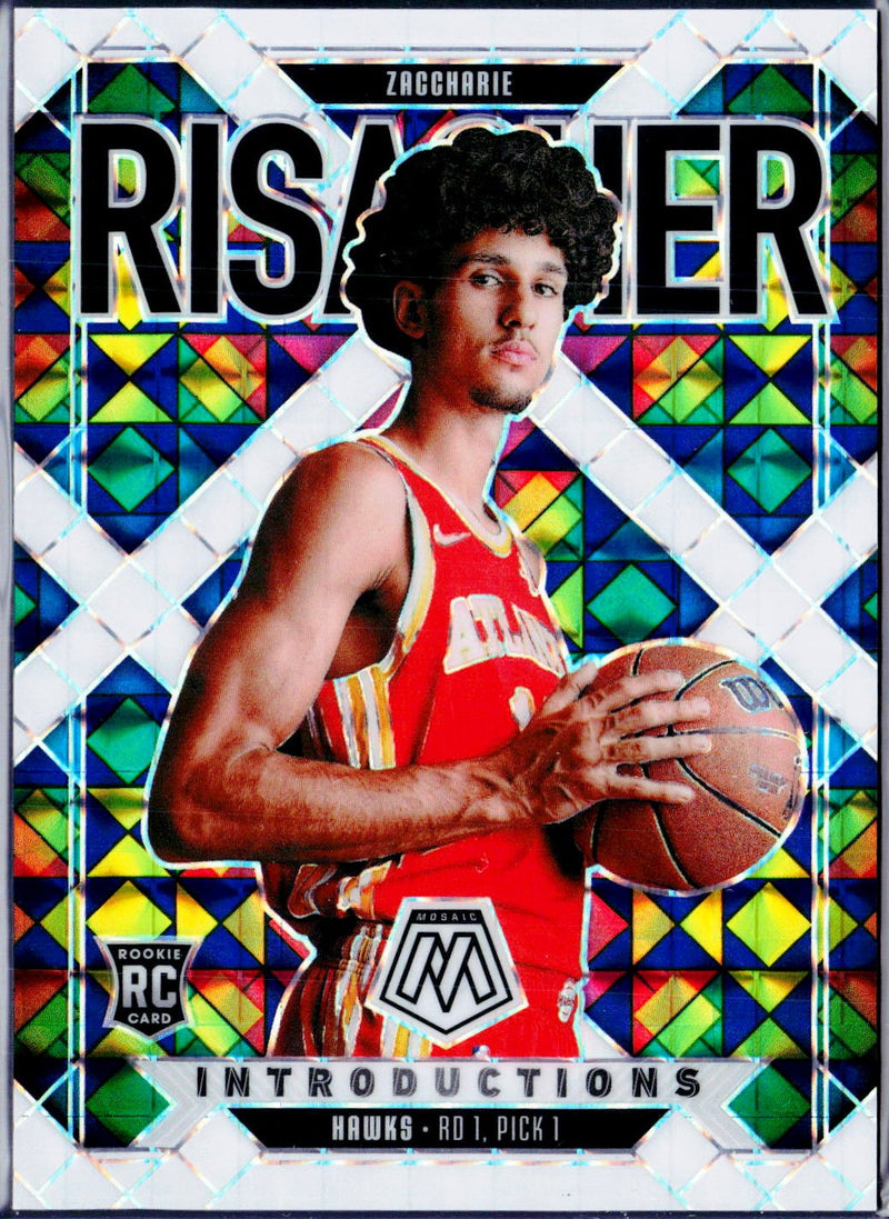 Zaccharie Risacher RC 2024-25 Panini Mosaic White Introductions Rookie SP 7/25-1