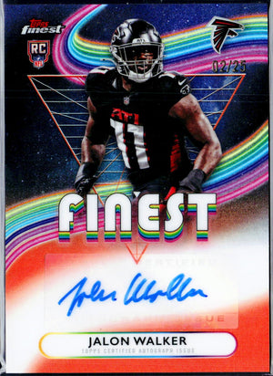 Jalon Walker RC 2025 Topps Finest Orange Refractor Rookie Auto SP 2/25