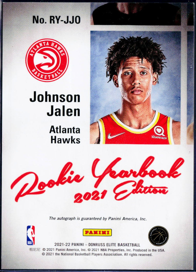 Jalen Johnson 2021-22 Donruss Elite Rookie Yearbook Auto-2