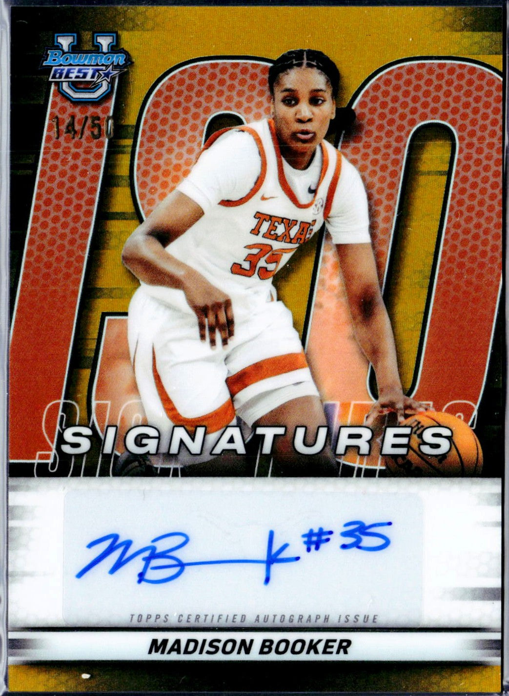 Madison Booker RC 2025 Bowman U Best Gold Iso Rookie Auto SP 14/50
