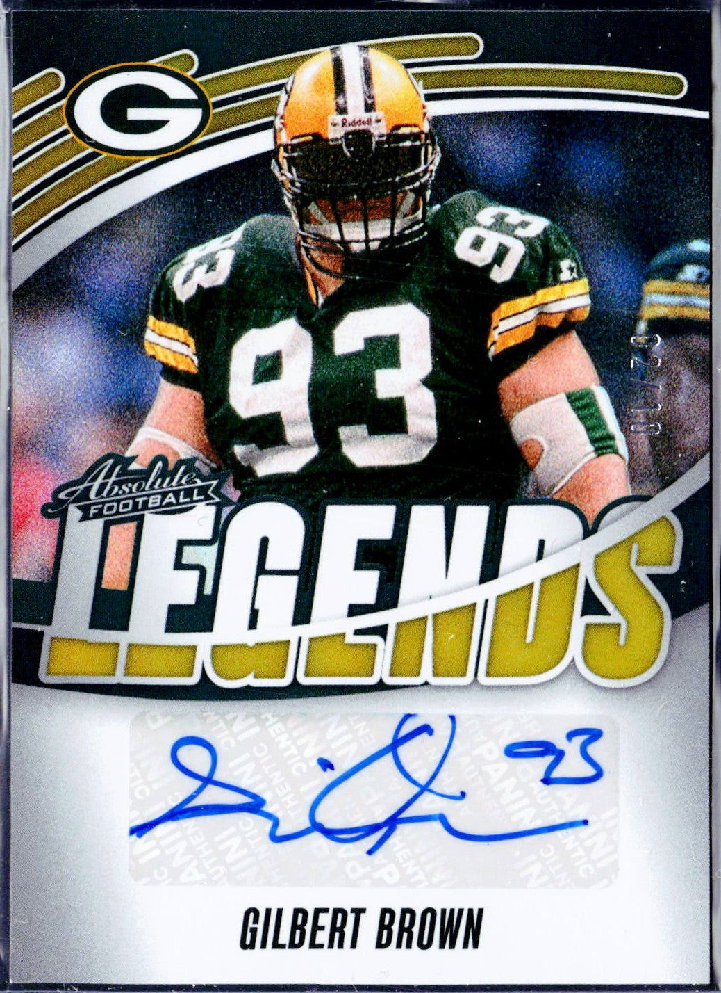 Gilbert Brown 2025 Panini Absolute Gold Legends Auto SP 2/10
