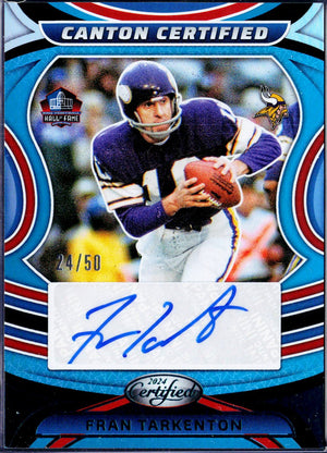 Fran Tarkenton 2024 Panini Certified Teal Canton Certified Auto SP 24/50