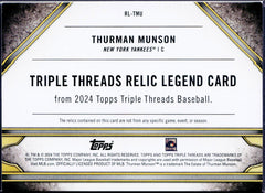Thurman Munson 2024 Topps Triple Threads Purple Game Used Patch SP 3/27-2