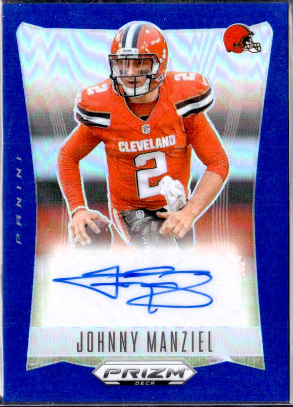 Product Johnny Manziel 2024 Panini Prizm Deca Blue Auto SP 47/49 Link