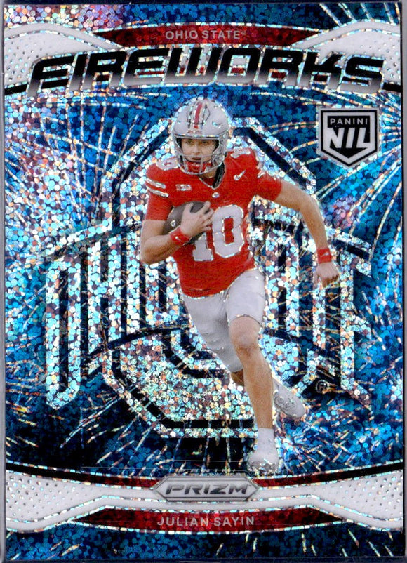 Product Julian Sayin RC 2024 Panini The Ohio State University Prizm White Sparkle Fireworks Rookie SSP Link