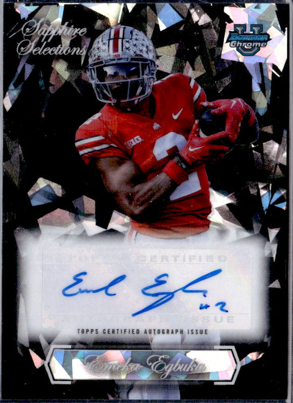 Product Emeka Egbuka RC 2023 Bowman U Chrome Sapphire Selections Black Rookie Auto SP 8/10 Link
