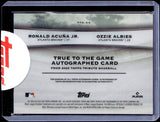 Ronald Acuna Jr Ozzie Albies 2025 Topps Tribute Red True To The Game Dual Auto SP 8/10