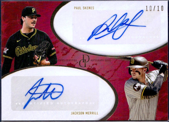 Product Paul Skenes Jackson Merrill 2025 Topps Dynamic Duos Red Dual Auto SP 10/10 Link