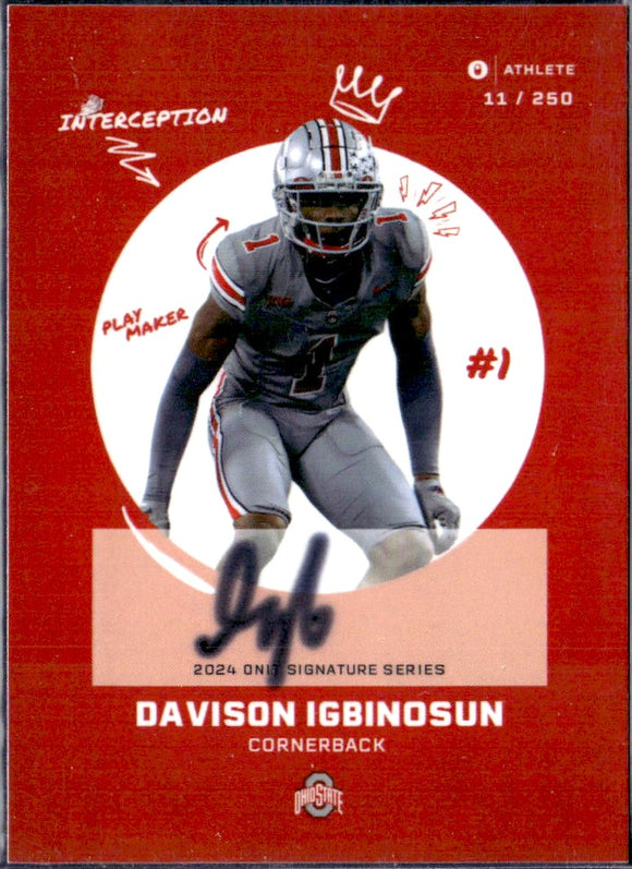 Product Davison Igbinosun RC 2024 Onit Ohio State University Signature Series Rookie Auto SP 11/250 Link