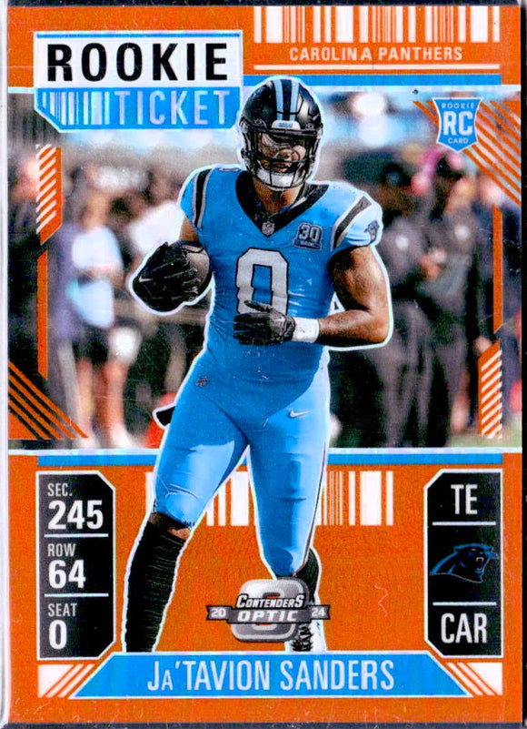 Product Ja'tavion Sanders RC 2024 Contenders Optic Orange Rookie Ticket SP 23/75 Link