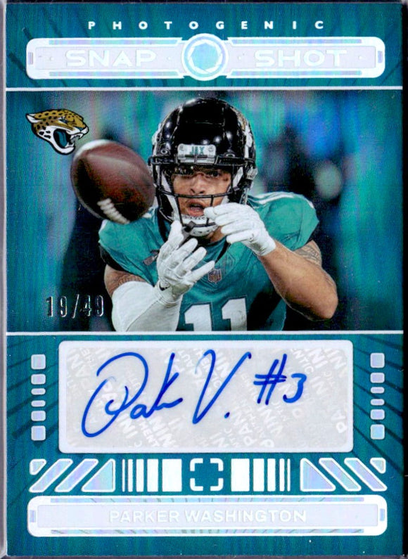 Product Parker Washington 2024 Panini Photogenic Silver Snap Shot Auto SP 19/49 Link