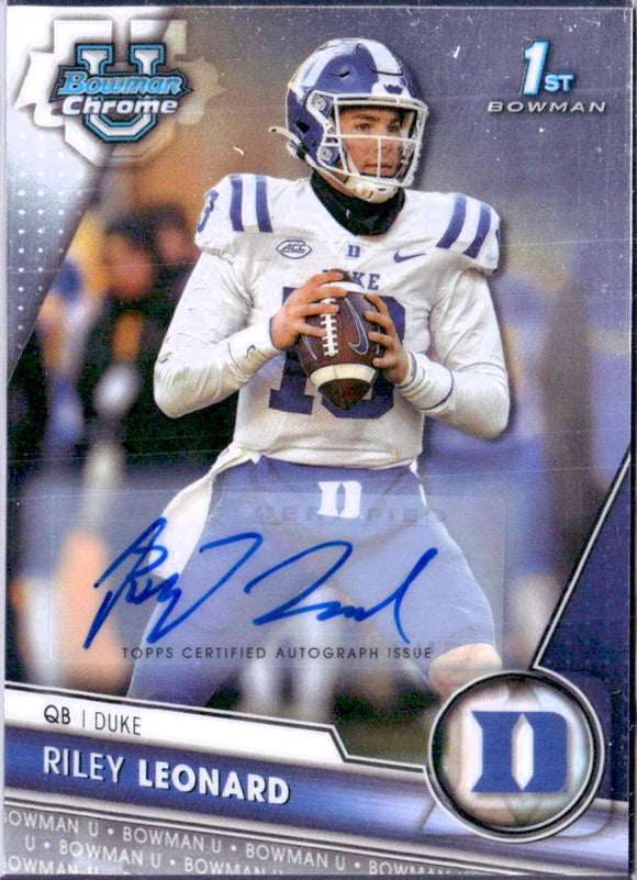 Product Riley Leonard RC 1st 2023 Bowman University Chrome Rookie Auto #6 Link