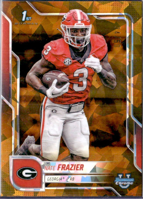 Product Nate Frazier RC 2025 Bowman University Chrome Sapphire Gold Rookie SP 34/50 Link