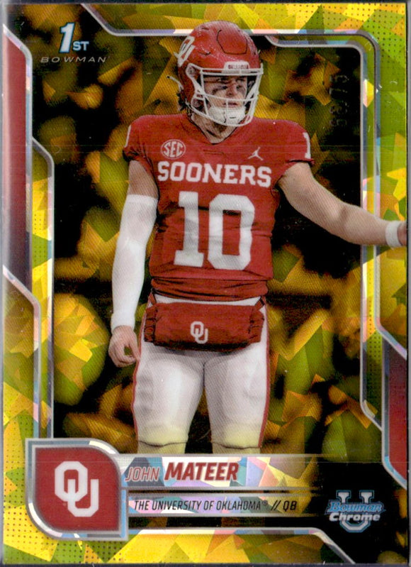 Product John Mateer RC 2025 Bowman University Chrome Sapphire Yellow Rookie SP 66/75 Link