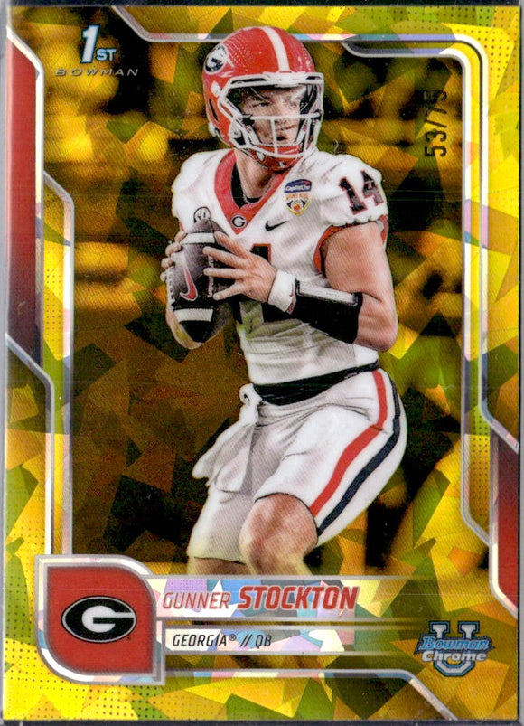 Product Gunner Stockton RC 2025 Bowman University Chrome Sapphire Yellow Rookie SP 53/75 Link