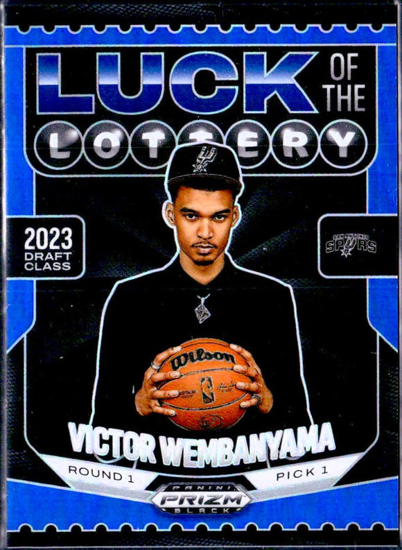 Victor Wembanyama 2024-25 Panini Prizm Black Blue Luck Of The Lottery SP 24/199