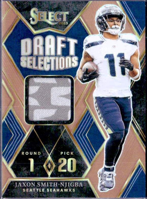 Product Jaxon Smith-Njigba RC 2023 Panini Select Bronze Draft Selections Rookie Patch SP 16/49 Link